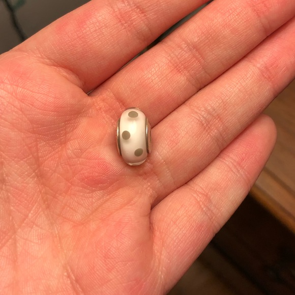 Pandora White Spotted Murano Charm - Picture 2 of 4